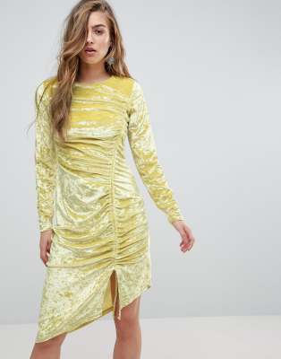 chartreuse velvet dress