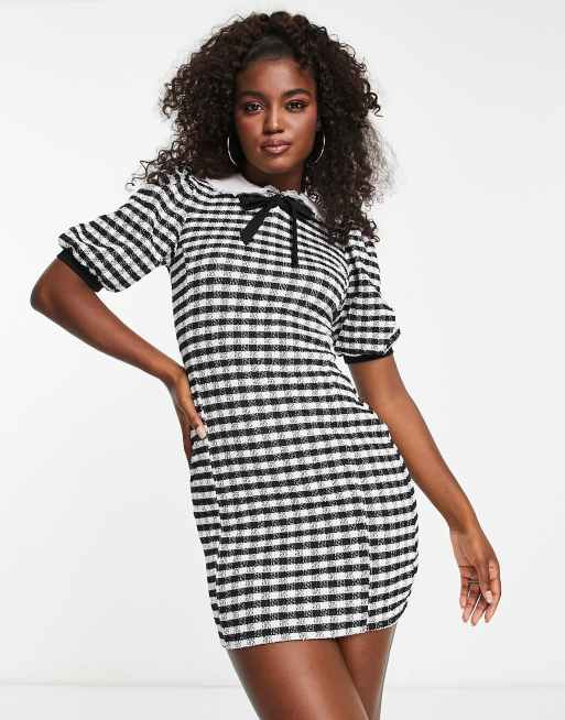 Miss Selfeidge mono boucle collar dress 