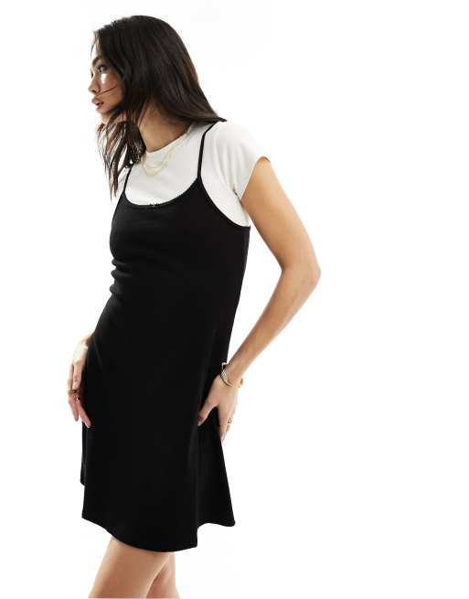 Miss Selfridge - 2-i-1-cami-kjoler i sort med sløjfedetalje