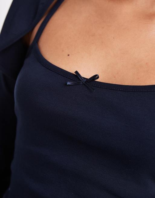 Miss Selfridge – 2-i-1 – Marinblått, ribbat set med topp med bolero, 3 av 4