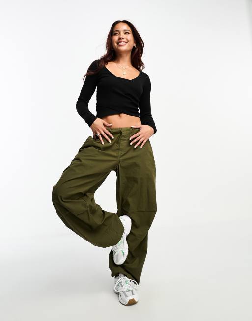 Miss Selfridge – 2-i-1 – Svart ribbad omlott-topp med linnedetalj, 4 av 4