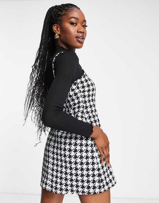 Black and 2025 white dogtooth dress