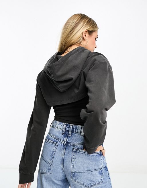 Miss Selfridge bandeau bodysuit with detachable sleeves in black