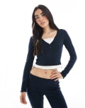 [Miss Selfridge] Miss Selfridge 2 in 1 top set in navy S NAVY