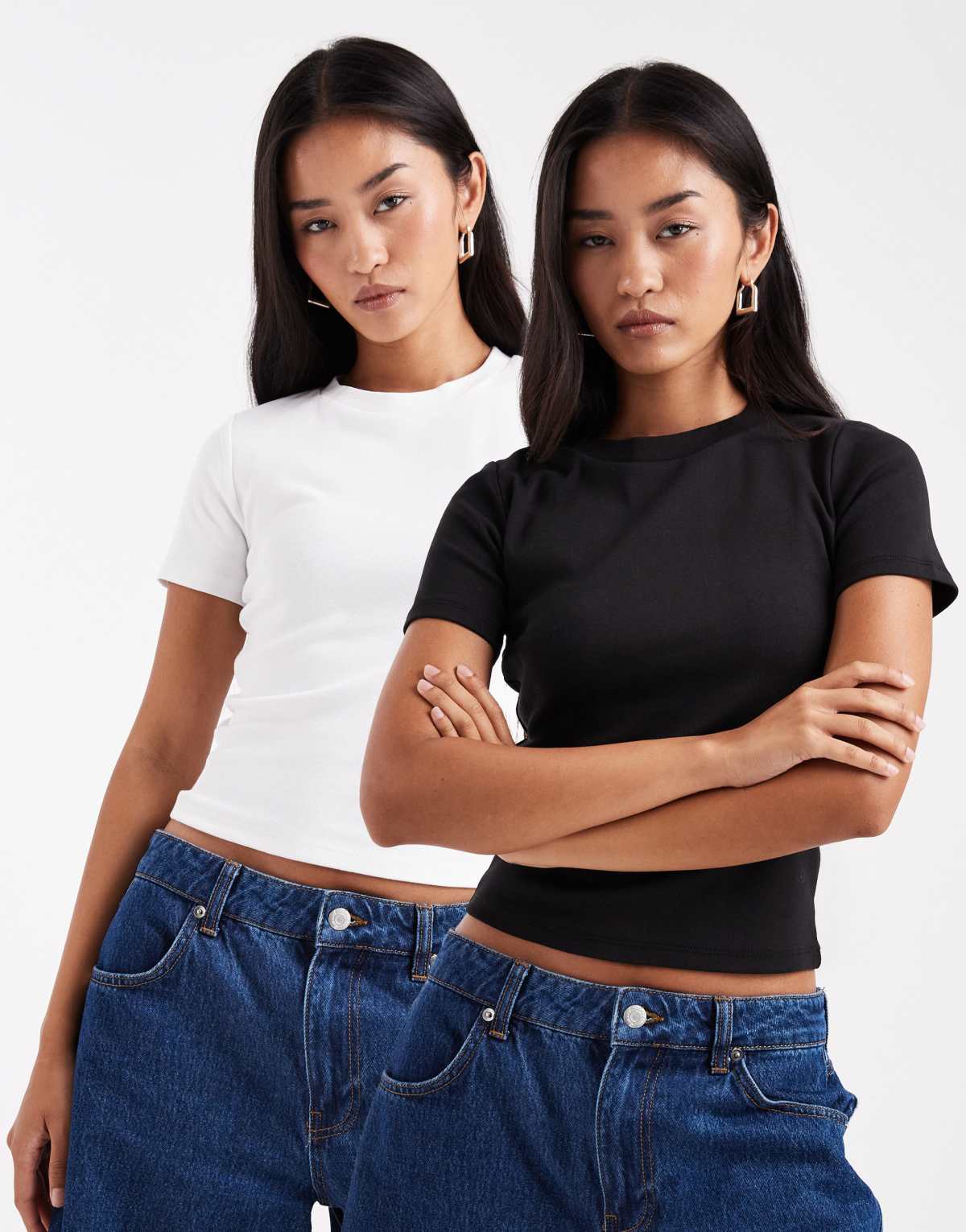 Miss Selfridge 2 pack baby tee in black and white