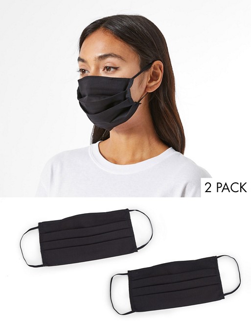 Miss Selfridge 2 pack face coverings in black