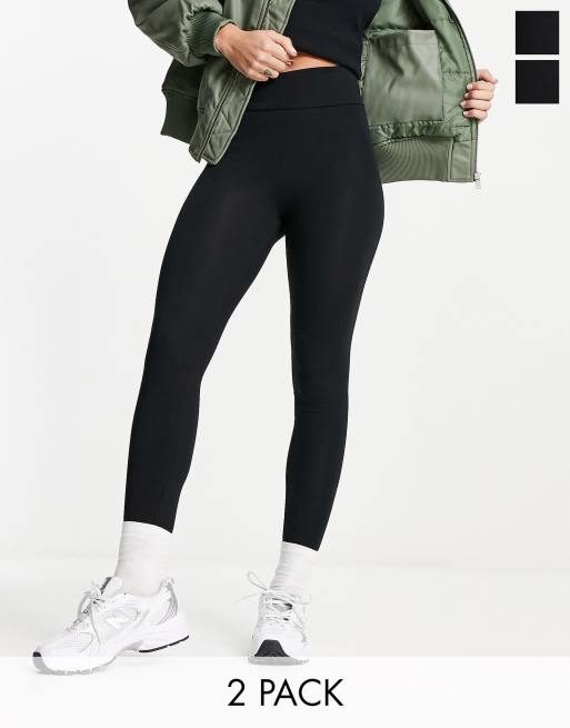 ASOS DESIGN Curve 2 pack leggings in black