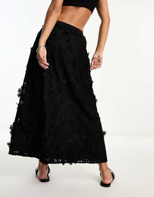 Black flowy 2025 skirt 3d