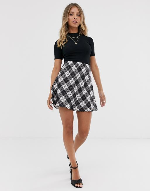 Miss selfridge bias cut 2025 mini skirt in check