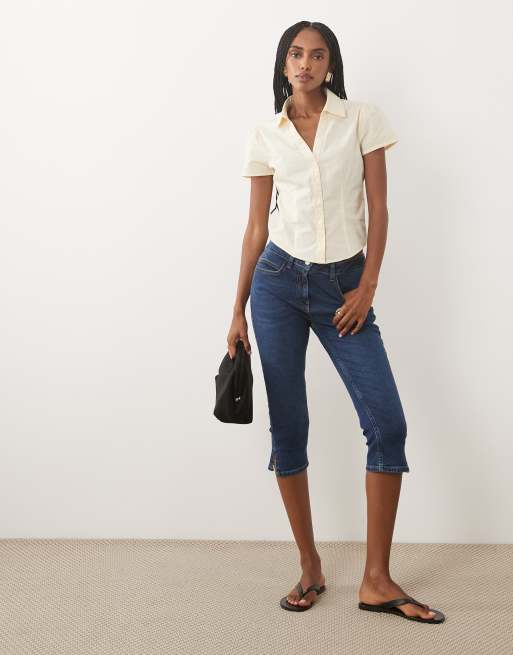 Miss Selfridge - Aansluitend overhemd met korte mouwen in lichtgeel, 2 van 4