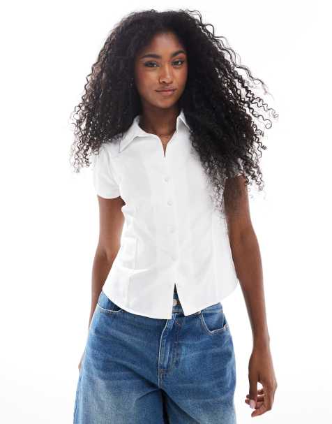 Miss Selfridge - Aansluitend overhemd met korte mouwen in wit - view 1