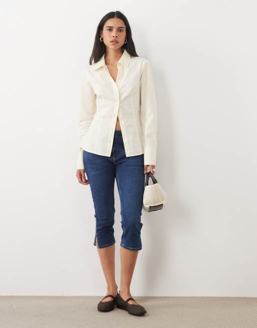 Miss Selfridge - Aansluitend poplin overhemd in lichtgeel, 3 van 4