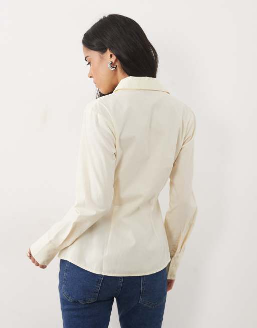 Miss Selfridge - Aansluitend poplin overhemd in lichtgeel, 4 van 4