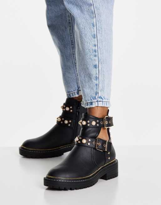 Miss Selfridge - Adonis - Laarzen met versieringen en gespen in zwart , 3 van 4