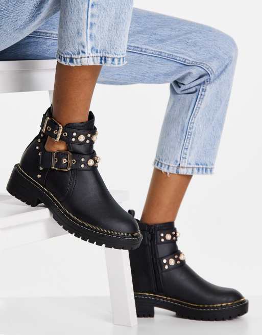 Miss Selfridge - Adonis - Stivaletti neri con fibbie decorate , 4 di 4
