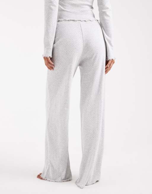 Miss Selfridge - Ajourgebreide broek met wijde pijpen in lichtgrijs, 2 van 5