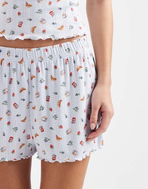 Miss Selfridge - Ajourgebreide pyjamashort met brunchprint, 4 van 5