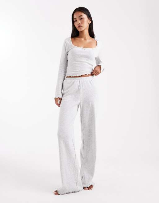 Miss Selfridge - Ajourgebreide top met vierkante hals in lichtgrijs, 4 van 4