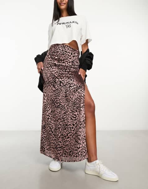 Miss Selfridge – Aksamitna spódnica maxi w zwierzęcy wzór devore - view 1