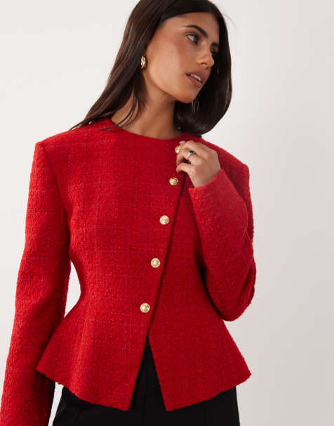 Miss Selfridge - americana asimétrica en bouclé - view 1