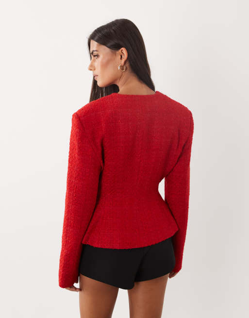 Miss Selfridge - americana asimétrica en bouclé, 4 de 4