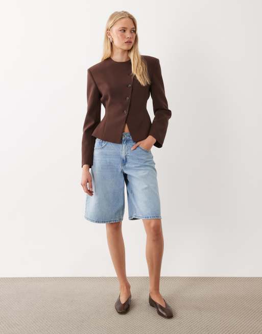 Miss Selfridge - americana asimétrica en chocolate, 2 de 4