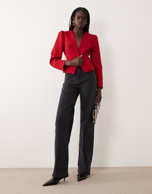 Miss Selfridge americana ceñida lisa en rojo cereza, 2 de 4