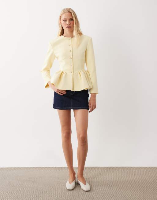 Miss Selfridge - americana con corsé y sobrefalda en amarillo mantequilla, 3 de 4