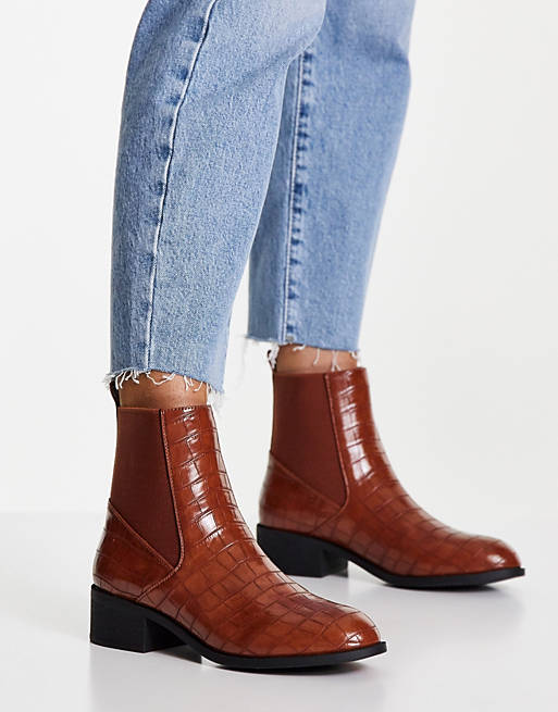 Women Boots/Miss Selfridge angel tan croc ankle boot 
