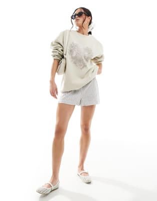 Miss Selfridge Angel Tapestry Oversized Sweater In Neutral