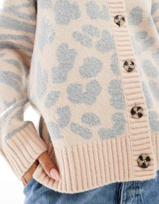 Miss Selfridge animal pattern longline cardigan in soft pink | ASOS