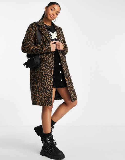 Miss selfridge outlet leopard print coat