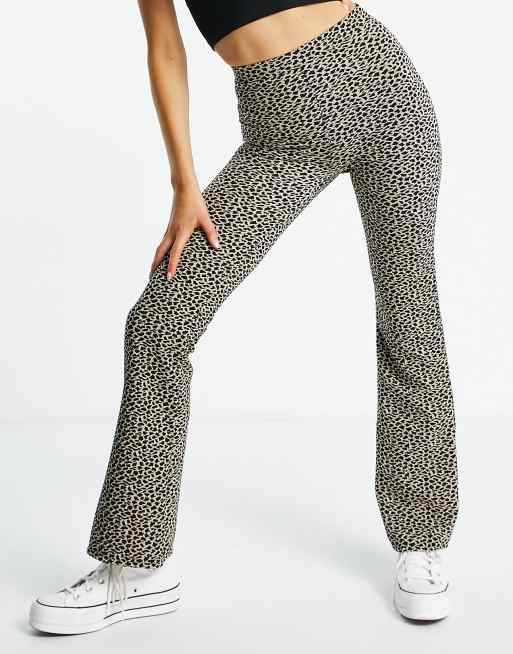 Leopard print store kick flare trousers