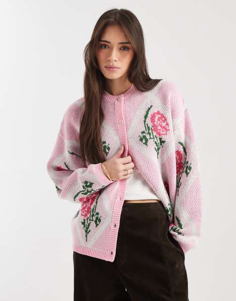 Miss Selfridge argyle floral cardigan in pink - view 1