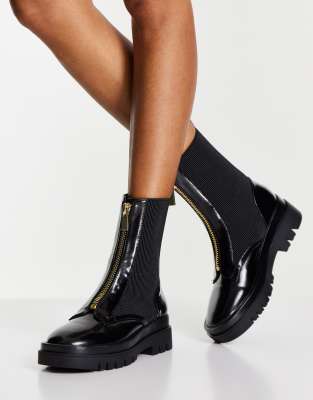Miss Selfridge army black box zip boots  - ASOS Price Checker