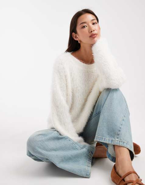 Miss Selfridge asym lash jumper in cream - view 1