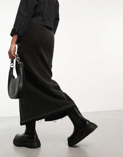 Black denim skirt miss selfridge hotsell