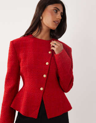 Miss Selfridge Asymmetric Blazer In Red