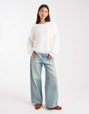 Miss Selfridge Asymmetric Lash Sweater In White