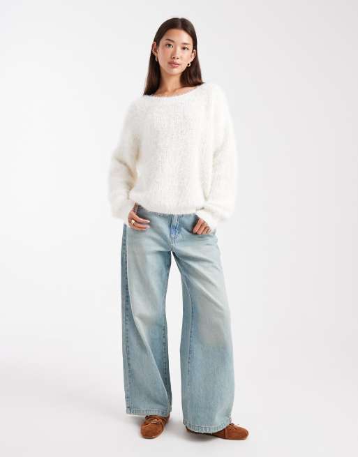 Miss Selfridge asymmetric lash sweater in cream