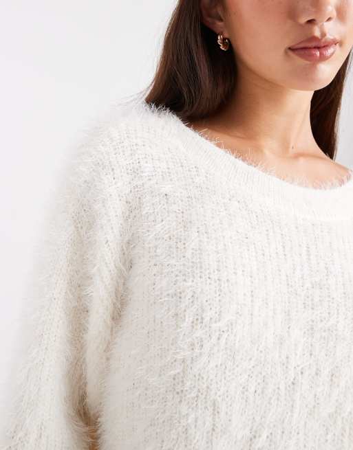 Miss Selfridge asymmetric lash sweater in cream
