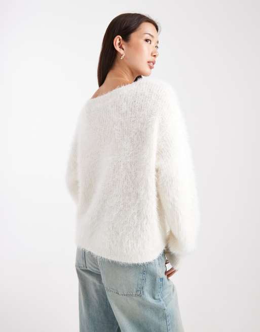 Miss Selfridge asymmetric lash sweater in cream