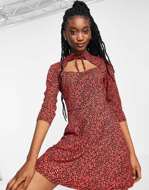 Asos red animal print dress online