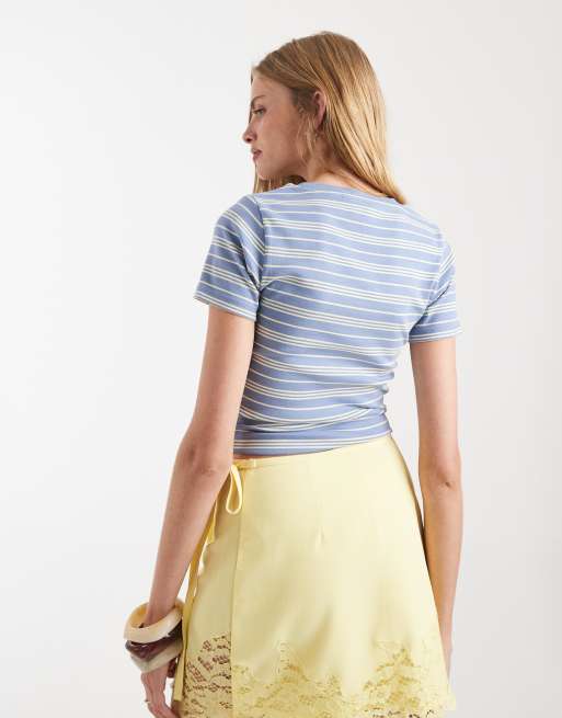 Miss Selfridge baby tee in neutral stripe , 4 of 4