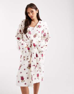 Miss Selfridge - Bademantelmantel mit Teddybär-Print-Bunt