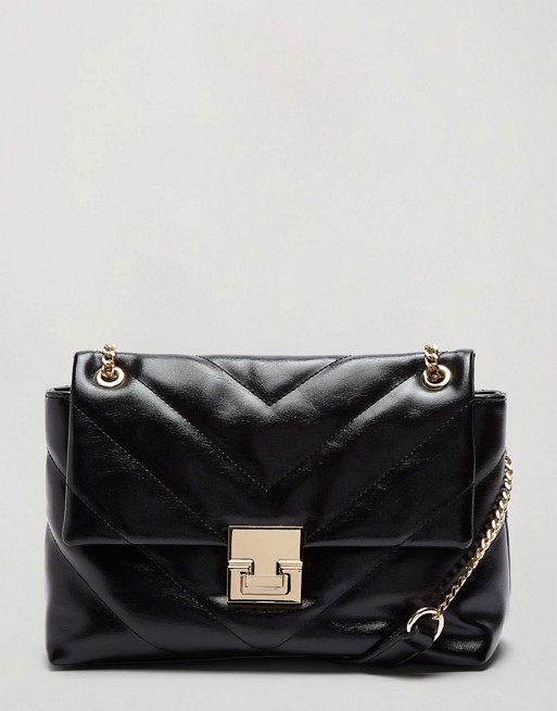 Miss Selfridge bag with chain detail in black