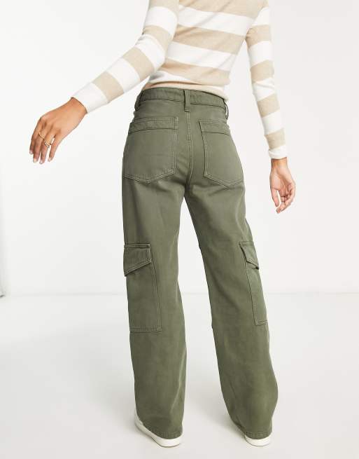 Miss Selfridge baggy cargo wide leg jean in khaki, 2 of 4