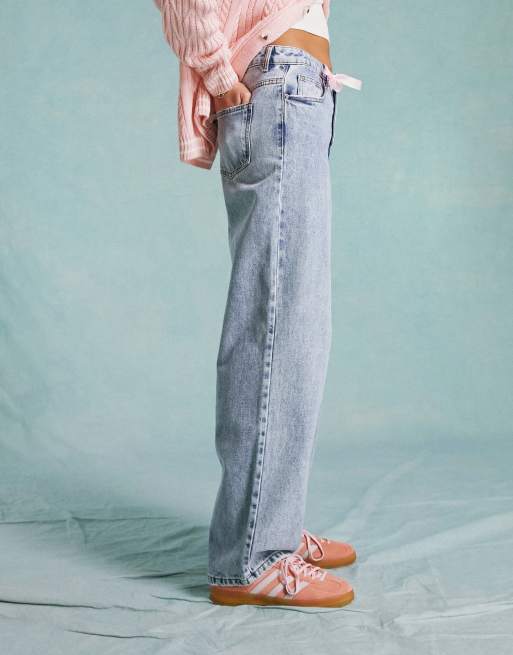 Hollister ultra high rise baggy jean in light blue