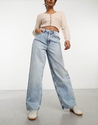 baggy jean in acid wash-Blue