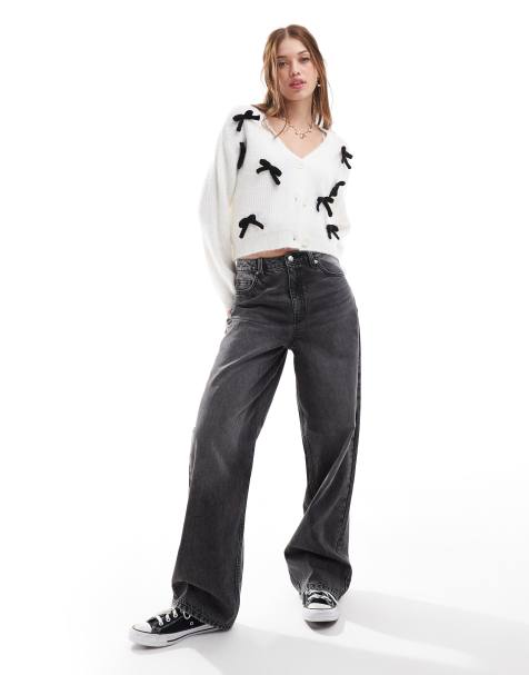 Miss Selfridge baggy jean in light black wash - view 1